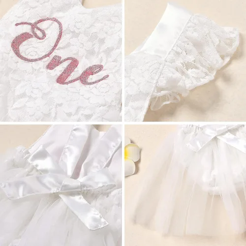 Vista 87 de Traje de bebé niña primer cumpleaños traje de encaje tul mameluco princesa tutú vestido de un año cumpleaños pastel Smash fotografía ropa