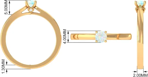 Vista 5 de Anillo de promesa de ópalo etíope auténtico, anillo solitario de ópalo etíope con diamante, anillo solitario de ópalo etíope de corte redondo