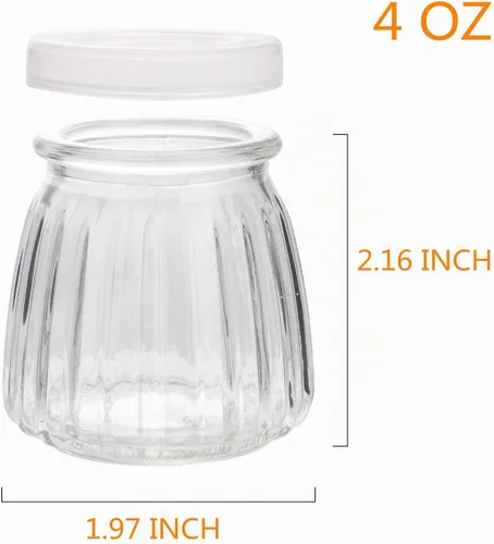 Vista 2 de Tarros pequeños de yogur, tarros de vidrio transparente de 4 onzas con tapas, recipiente de yogur de vidrio con tapas (PE), tarro de pudín