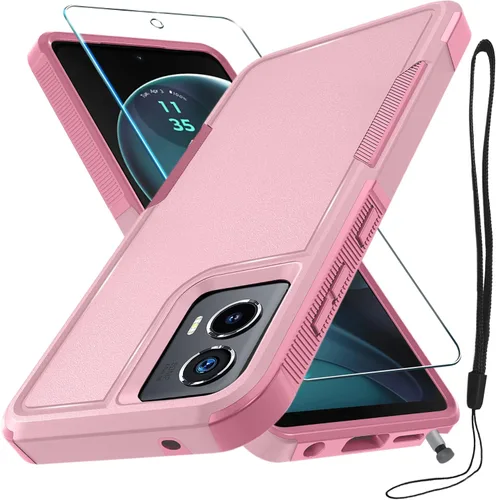 Vista 32 de Funda compatible con Moto G 5G 2024, cuerpo completo, resistente, resistente, a prueba de golpes, con correa de cordón, protector de pantalla