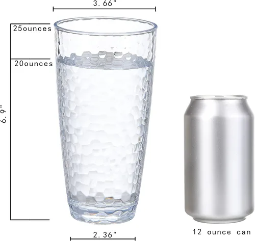 Vista 2 de Vasos de plástico irrompibles, juego de 6, vasos de agua grandes, vasos altos de 25 onzas (transparentes)