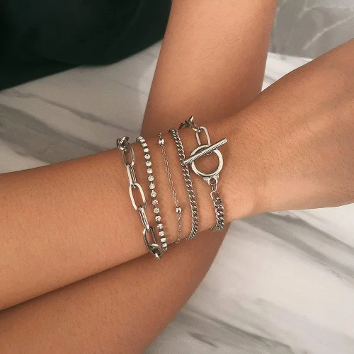 Vista 12 de Joya - Pulsera de clip de papel dorado ajustable con capas apiladas para mujer y niña