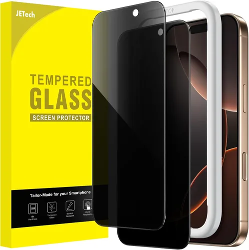 Vista 10 de JETech Protector de pantalla de privacidad para iPhone 15 de 6.1 pulgadas, película de vidrio templado anti espía con herramienta de fácil