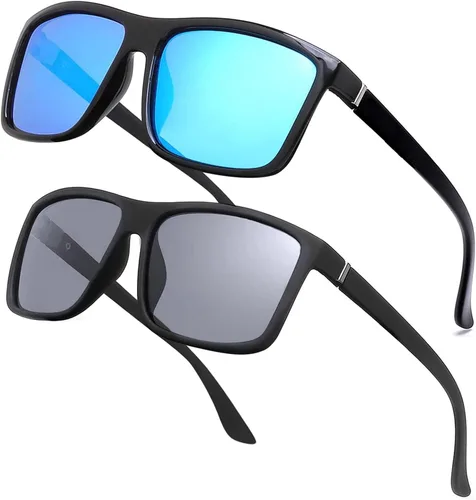 Vista 25 de Gafas de sol polarizadas deportivas para hombre, gafas de marco cuadrado NP1007 Marco A01 Matteblack/Lente gris