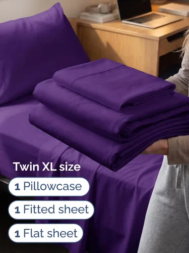 Vista 304 de Extra Deep Twin XL Sheet Set - 3 Piece College Dorm Room - White 01-Blanco
