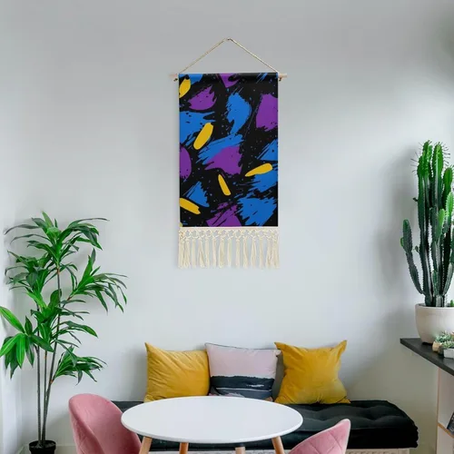 Vista 6 de 90s Graffiti Blue Purple Yellow Retro Poster Hanging Kit for Walls Arts Canvas Artwork Decor