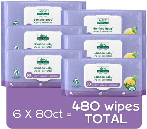 Vista 2 de Aleva Naturals Toallitas de bambú para bebés - 480 ct