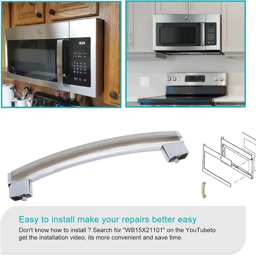 Vista 5 de Manija de puerta de horno microondas WB15X21101 mejorada compatible para reemplazo de manija de microondas GE, reforzada para piezas de puerta