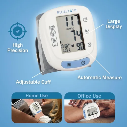 Vista 4 de Máquina de presión arterial - Monitor de presión arterial y pulso para salud cardíaca con pantalla LCD digital, recuperación de memoria, puño