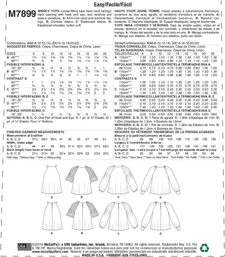 Vista 2 de McCall Pattern - Camiseta sin mangas y blusa holgada para mujer, tallas 14-22, patrón de costura