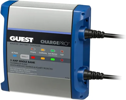Vista 4 de Guest 2707A Guest - Cargador de batería a bordo 8A/12V, 2 bancos, entrada de 120 V