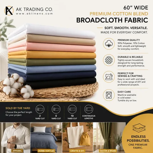 Vista 2 de AK Trading CO. Tela de mezcla de algodón premium tipo broadcloth de 60 pulgadas de ancho por yarda - Coppen
