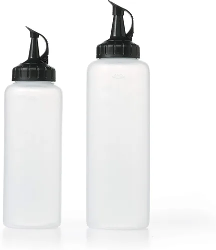 Vista 14 de OXO Good Grips Botella exprimible para chef - Juego Incluye botellas de 12 onzas y 16 onzas con marcas de medición, ideal para enchapar