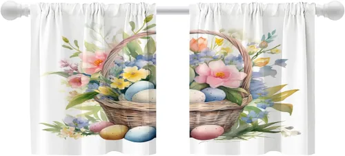 Vista 49 de Shrahala Cortinas blancas S inspiradoras para ventanas de cocina, cortinas negras con palabras cristianas para cafetería, cortinas opacas
