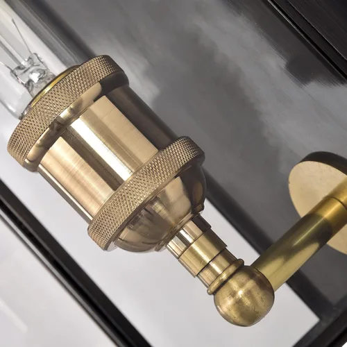 Vista 7 de Farol de pared de latón macizo para exteriores, lámpara de porche exterior con vidrio templado, iluminación de pared rectangular impermeable