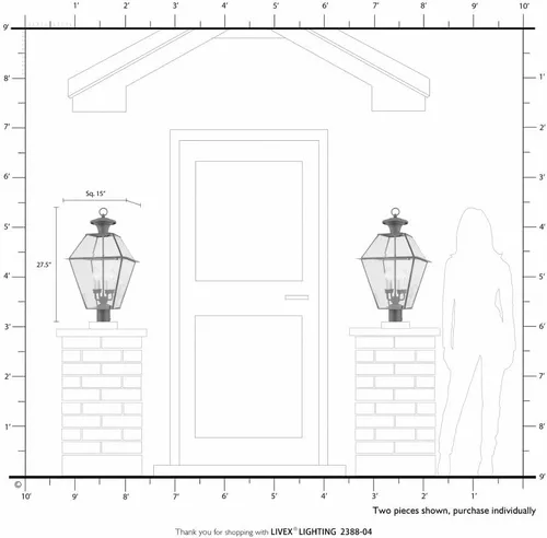 Vista 3 de Livex Lighting 2388-04 Westover - Cabezal de poste para exteriores con 4 luces, color negro