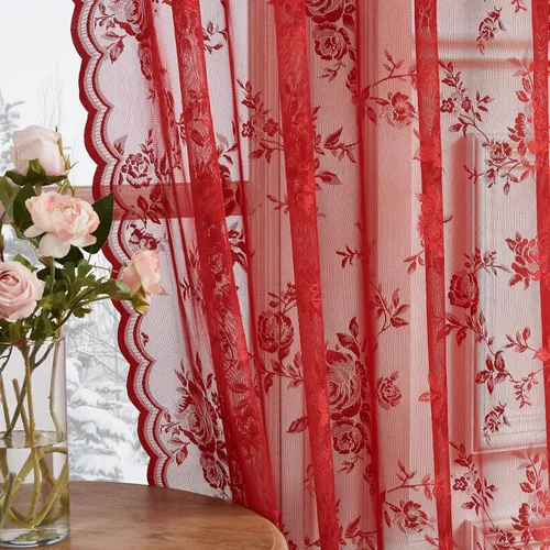 Vista 27 de Cortinas de encaje beige, juego de 2 paneles de cortinas traslúcidas con bolsillo para cortinero, decoración de ventana pequeña, baño, sótano