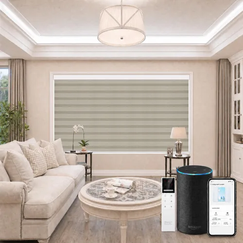 Vista 14 de TIPIACE Smart Motorized Zebra Shades con Alexa (negro)
