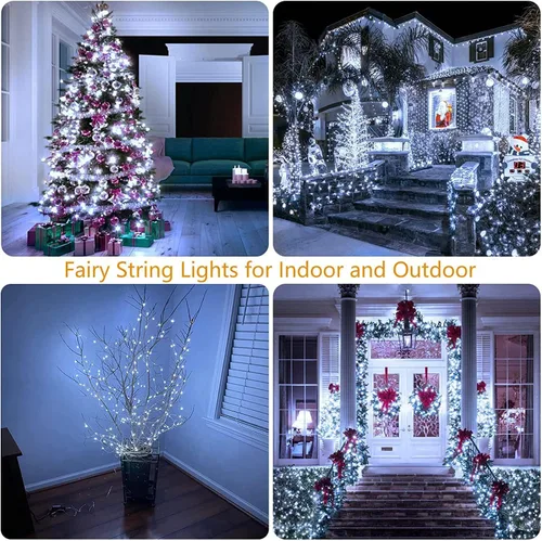 Vista 8 de Guirnalda de luces LED enchufables de 33 pies, impermeable, para exteriores e interiores, 8 modos con temporizador, luz de Navidad, decoración