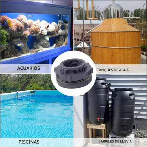 Vista 7 de ChillWaves Accesorio de Conexión de PVC de 2" con Rosca Doble Adaptador Conector para Tanque de Agua, Acuarios, Barriles para Agua de Lluvia