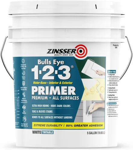 Vista 11 de Zinsser 285090 Bulls Eye 1-2-3 Imprimación a base de agua, 5 galones, gris