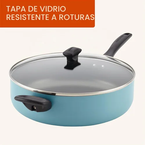 Vista 7 de Farberware Olla grande antiadherente apta para lavavajillas/sartén con asa auxiliar - aluminio, 6 cuartos, azul 2-Aguamarina