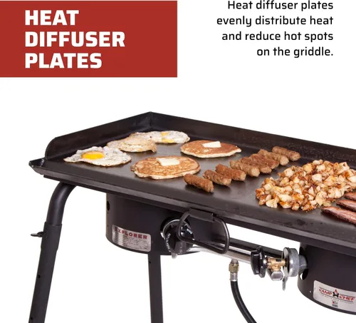 Vista 7 de Camp Chef SG60 Deluxe Double Burner Steel Professional Griddle (Steel)