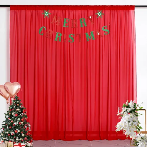 Vista 36 de DUOBAO Cortina de gasa rosa, 2 paneles de 29 x 96 pulgadas, cortinas de telón de fondo de boda, cortinas de playa transparentes para sala de estar
