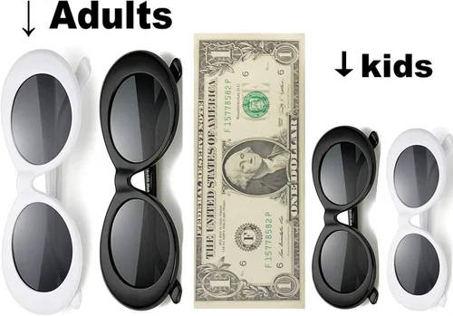 Vista 5 de FOURCHEN Clout Gafas de sol para niños Bold Retro Oval Round Lens