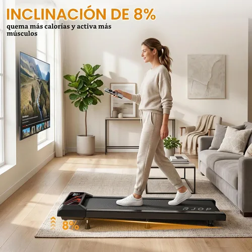 Vista 5 de RJOP 2.5HP Walking Mat with Incline Pad, Under Desk Treadmill for Home Gym