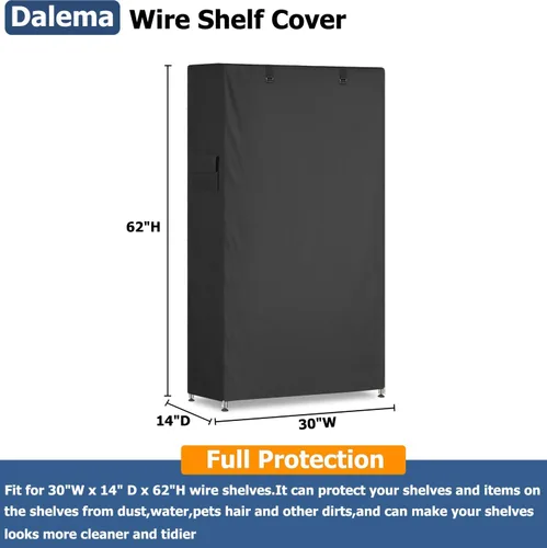 Vista 3 de Cubierta de Estante de Almacenamiento, Para Exteriores Extra Resistente 600D 30''An x 14''Pr x 62''Al, Cubiertas de Estante Impermeables y a Prueba