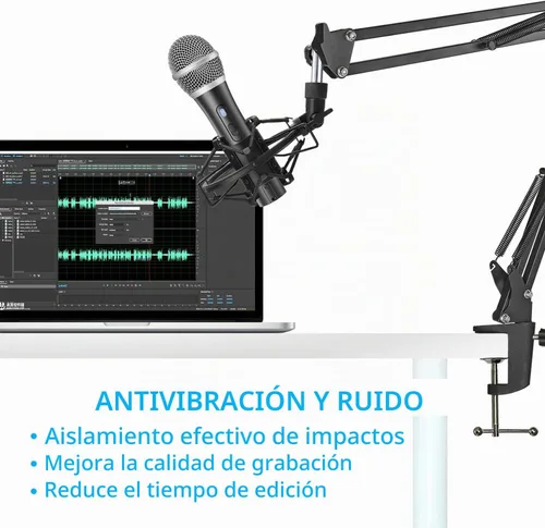 Vista 3 de SUNMON Q2U USB/XLR Soporte de montaje de micrófono para reducir la vibración y el ruido, adecuado para Samson Q2U USB/XLR Dynamic Mic Montaje