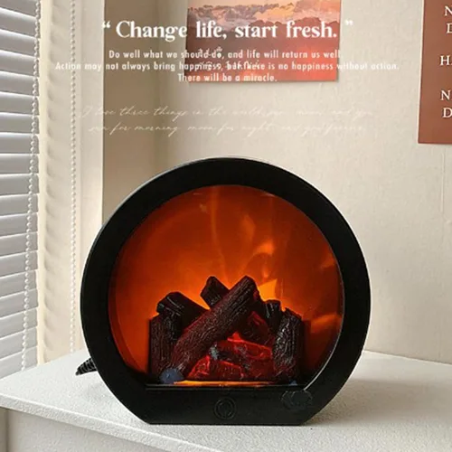 Vista 4 de Hilitand Faroles de chimenea, linternas decorativas portátiles recargables por USB, simulación llevada linterna LED sin llama