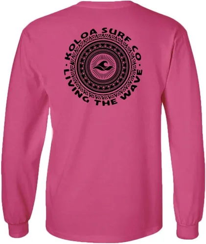 Vista 29 de Koloa Surf - Camiseta de algodón de manga larga con logotipo de círculo tribal para hombre, talla regular, grande y alta Azul acuático/logotipo