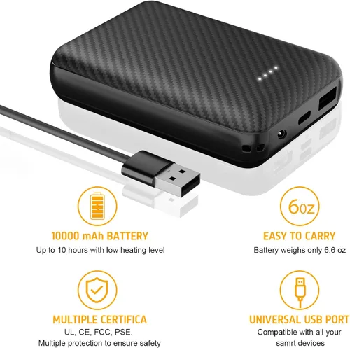 Vista 5 de Chaleco calefactable de 7.4 V 7.2 V chaleco calefactado, paquete de baterías, 5 V2 A, recargable, 10000 mAh, batería para chalecos con calefacción