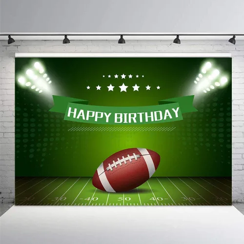Vista 3 de MEHOFOTO - Fondo de fotografía de fútbol americano con temática de niño feliz cumpleaños, decoración de fiesta, rugby, deportes, campo de fútbol