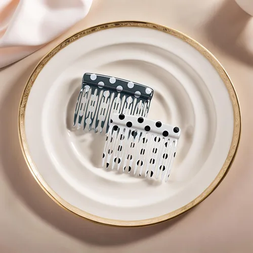 Vista 6 de 2 peines laterales franceses para mujer, accesorios para peinar el cabello, pinzas decorativas para el cabello (lunares)