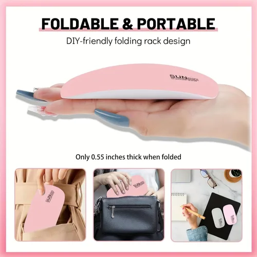Vista 4 de Secador de uñas UV LED Mini lámpara portátil de curado para esmalte de uñas de gel, 6 W blanco Rosado