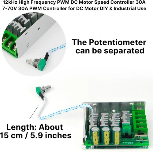 Vista 6 de RioRand Interruptor controlador de velocidad del motor de 7-70V PWM DC 30A