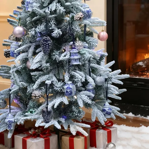 Vista 6 de 6 adornos chinos – Adornos colgantes de porcelana azul y blanca – Adornos de cerámica para árbol de Navidad y decoración de otoño (estilo clásico)