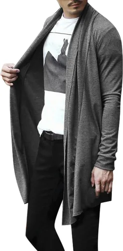 Vista 3 de uxcell Men's Shawl Collar Cardigan Drape Cape Lightweight Long Length Knit Sweaters