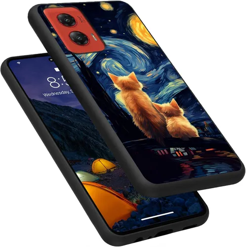 Vista 270 de Funda para Motorola Moto G Play 4G 2024, delgada y ligera, de silicona de TPU suave, color negro, ultrafina, para Motorola Moto G Play 4G 2024, Art