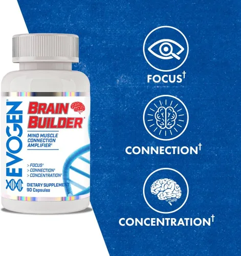 Vista 3 de Evogen Brain Builder - Amplificador de conexión mente-músculo Aumenta el enfoque, la concentración y la conexión Melena de leones, Bacopa