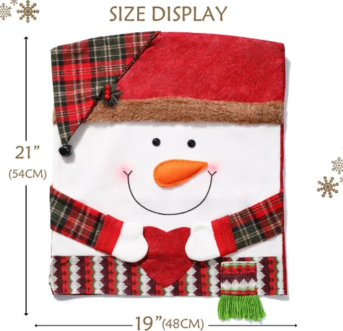 Vista 4 de 4 PCS Fundas para Respaldo de Silla Navideñas Protectores de Silla de Comedor Extraíbles Fundas Decoración Navideña para Hogar Comedor Cocina Muñeco