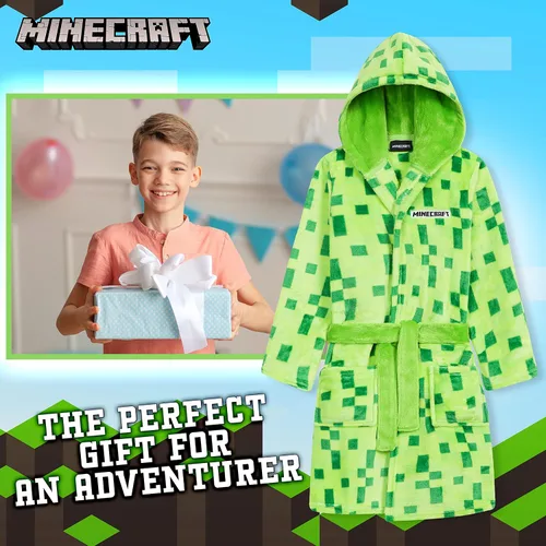 Vista 2 de Minecraft Bata para niños, bata de baño de forro polar esponjoso para niños y adolescentes