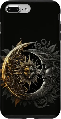 Vista 12 de Moon And Sun Celestial Yin And Yang Leaves Case for iPhone 16