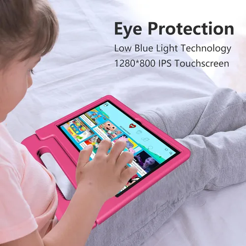 Vista 4 de VNEIMQN Tablet Android 14 de 10.1 pulgadas, almacenamiento de 64 GB, procesador Octa-Core, WiFi Bluetooth, cámaras duales, funda protectora rosa