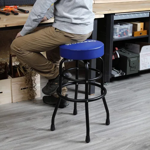 Vista 8 de WORKPRO W112003 Taburete de garaje, taburete de garaje de construcción de acero resistente, asiento de cojín giratorio, patas y reposapiés