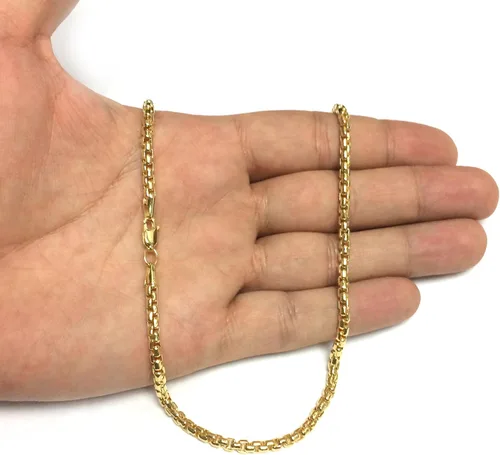 Vista 6 de Jewelry Affairs 14K Yellow Gold Filled Round Box Chain Necklace, 3.4mm Wide