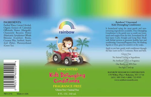 Vista 2 de Rainbow Research Acondicionador desenredante sin perfume para niños, 8.5 onzas